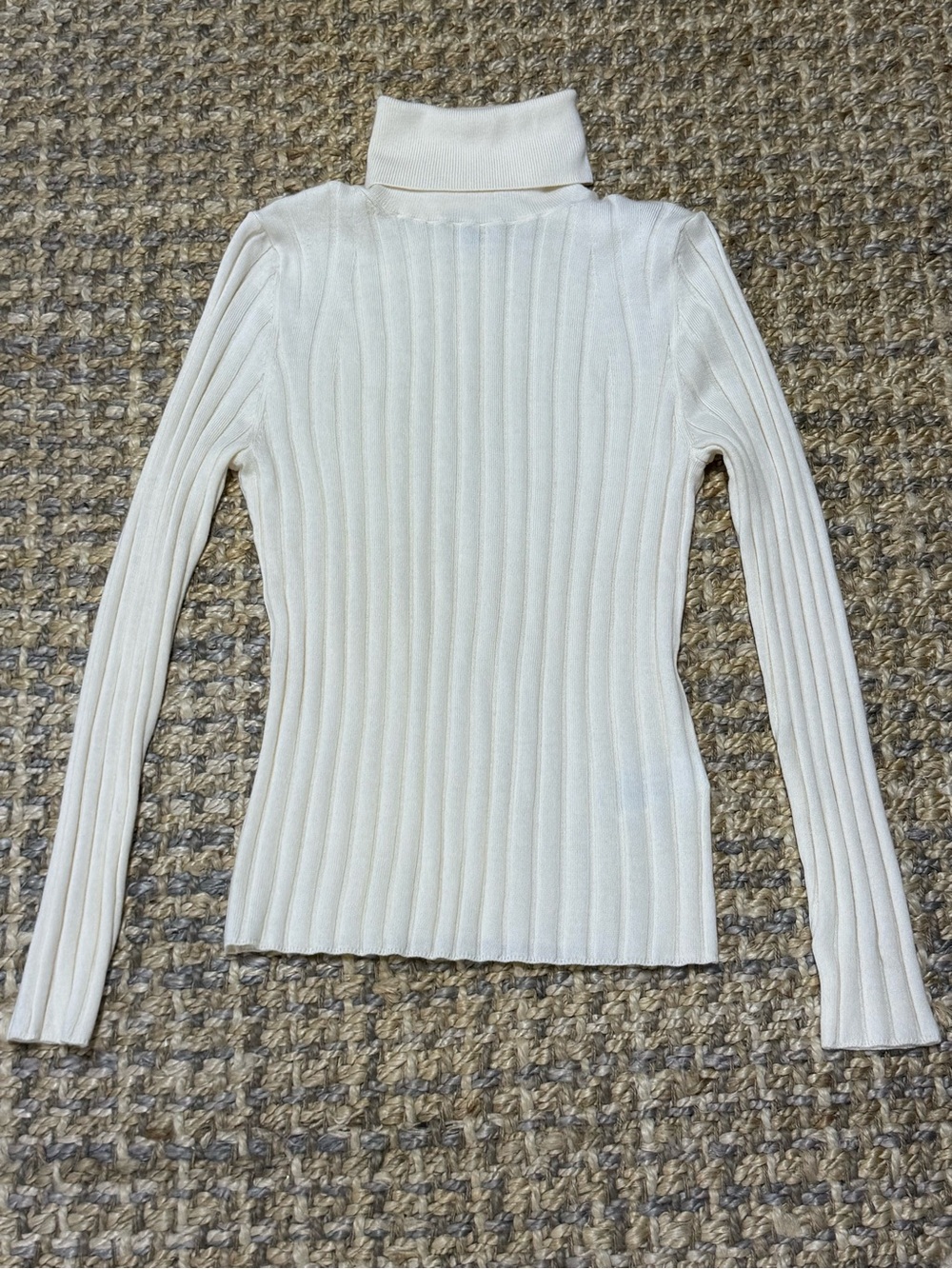 Banana Republic 100% Merino Wool Cream Ribbed Turtleneck Sweater